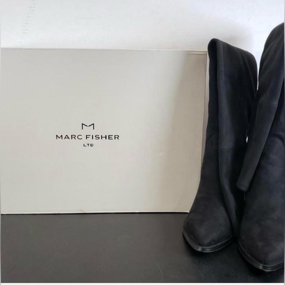 Marc Fisher Elegant Comara Black Suede Tall Boots, Brand new!